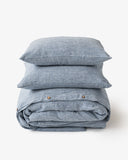 Blue melange linen duvet cover set (3 pcs)