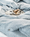 Blue melange linen duvet cover set (3 pcs)