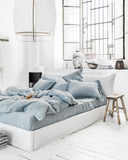 Blue melange linen pillowcase