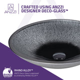 Onyx Series 20 in. Bathroom Vessel Sink with Scratch-Tough and Stain-Resistant Non-Porous Surface in Black Glass