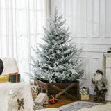 HOMCOM 6 FT Artificial Christmas Tree, Flocked Hinged Xmas Tree with 795 Tips, Steel Base, Auto Open, Green