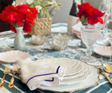 Royal Blue Embroidery Napkins - Line Design