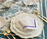 Royal Blue Embroidery Napkins - Line Design