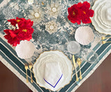 Royal Blue Embroidery Napkins - Line Design