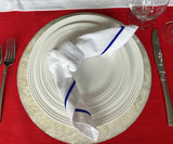 Royal Blue Embroidery Napkins - Line Design