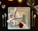 Royal Blue Embroidery Napkins - Line Design