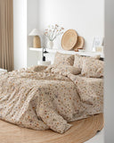 Botanical print linen flat sheet