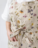 Linen bib apron in Botanical print