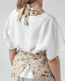 Linen bib apron in Botanical print