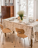 Botanical print linen tablecloth