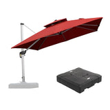 PURPLE LEAF Large Square Patio Cantilever Umbrella With Base for Garden Pool Porch