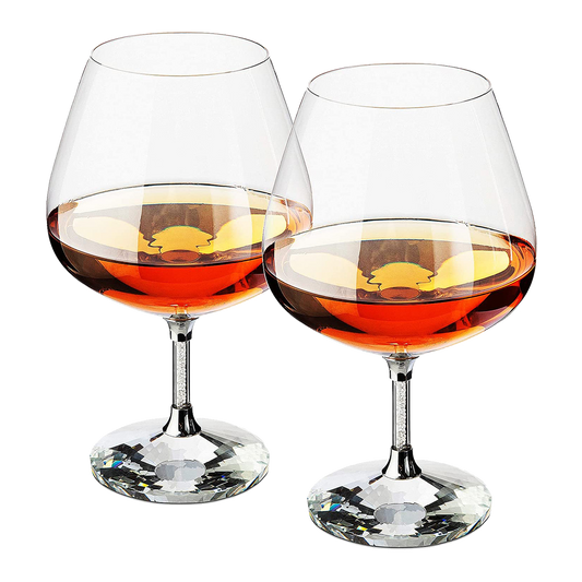 Diamond Brandy Snifters Whiskey Glasses Set of 2