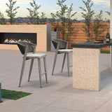 PURPLE LEAF Counter Height Bar Stool Set of 2 Outdoor Stool Chair with Footrest Patio Bar Height Stools Rattan Barstools for Outdoor or Indoor