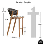 PURPLE LEAF Counter Height Bar Stool Set of 2 Outdoor Stool Chair with Footrest Patio Bar Height Stools Rattan Barstools for Outdoor or Indoor