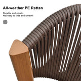 PURPLE LEAF Counter Height Bar Stool Set of 2 Outdoor Stool Chair with Footrest Patio Bar Height Stools Rattan Barstools for Outdoor or Indoor