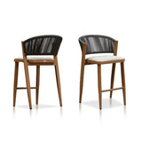 PURPLE LEAF Counter Height Bar Stool Set of 2 Outdoor Stool Chair with Footrest Patio Bar Height Stools Rattan Barstools for Outdoor or Indoor