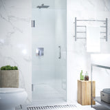 Fellow Series 30 in. x 72 in. Frameless Hinged Shower Door with Clear Tempered Glass and Tsunami Guard