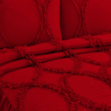 400TC Cotton Sateen Solid Textured Ruffle Bedspread Set