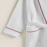 Shawl Collar Cotton Bath Robe with Border Embroidery