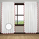 Allena Cotton Microcheck Scallop Embroidery Curtain (Set Of 2)