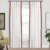 400TC Applique Scalloped Embroidery Cotton Curtain (Set Of 2)