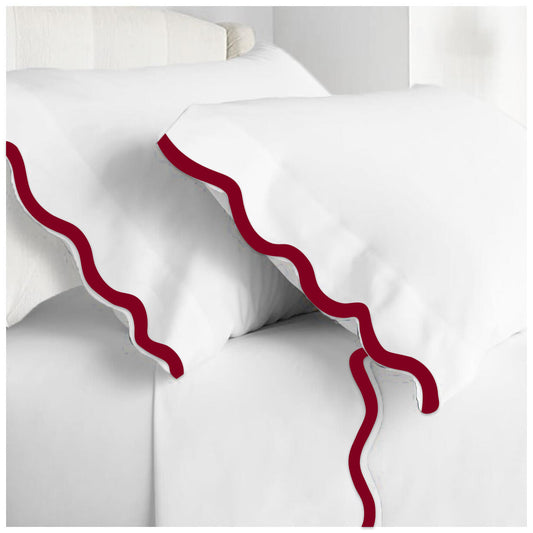 400TC Applique Scalloped Scallop Embroidery Cotton Sheet set