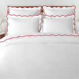 400TC Cotton Scallop Embroidery Sateen Solid Duvet Cover Set