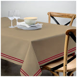 Double Embroidery Border Sateen Cotton Solid Table Cloth - Taupe
