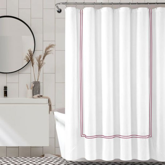 Double Embroidery Shower Cotton Curtain