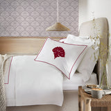 Leafy Embroidered Cotton Sateen Duvet Cover Set