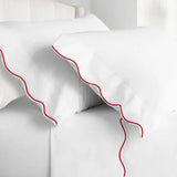 Monogram 400TC Cotton Scallop Embroidery Sateen Solid Sheet Set