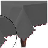 Scallop Embroidery Sateen Cotton Solid Table Cloth - Dark Grey