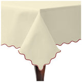 Scallop Embroidery Sateen Cotton Solid Table Cloth - Ivory