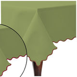 Scallop Embroidery Sateen Cotton Solid Table Cloth - Sage