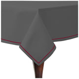 Single Embroidery Border Sateen Cotton Solid Table Cloth - Dark Grey