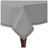 Single Embroidery Border Sateen Cotton Solid Table Cloth - Light Grey