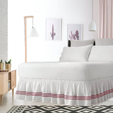 400TC Sateen Solid Cotton Triple Embroidered Wrap Around Bed Skirt