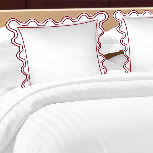 400TC U Shape Scallop Embroidery Cotton Solid Euro Sham