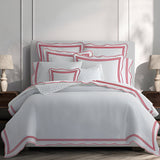 400TC Wavy Embroidery & Border Cotton Sateen Solid Duvet Cover Set