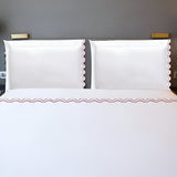 400TC Zig & Zag U Shape Scallop Embroidery Cotton Solid Sheet Set