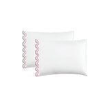 400TC Zig & Zag U Shape Scallop Embroidery Cotton Solid Pillowcases (Set Of 2)