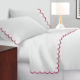 Allena 400TC Cotton Scallop Embroidery Sateen Solid Sheet Set
