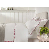 400TC Cotton Scallop Embroidery Sateen Microcheck Duvet Cover Set