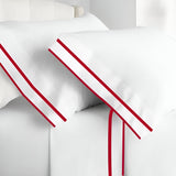 400TC Embroidery & Border Cotton Sateen Solid Pillowcases (Set Of 2)