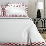 Imaginary Scallop 400TC Cotton Embroidery Sateen Solid Duvet Cover Set