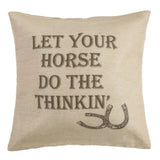 Burlap Horse Phrase Throw Pillow