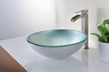 Spirito Series Deco-Glass Vessel Sink in Churning Silver