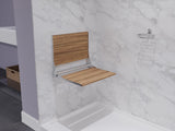 ANZZI Saxon Folding Teak Shower Seat (17" x 17"), 350 lbs Weight Capacity, Natural Teak Wood, ADA Compliant, Robust Wall Mount