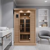 Seychelles 2-Person Carbon FAR Infrared Infrared Hemlock Wooden Indoor Home Sauna Room with LED Touch Control Panel