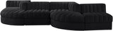 Rummi - Rounded Velvet Performance Fabric Upholstered 6 Piece Modular Sectional